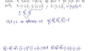 Ecuación implícita de plano a partir de tres puntos [upl. by Yc]