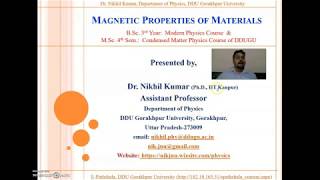 Magnetic Properties of Materials  Ferromagnetism  Paramagnetism  Diamagnetism  Curie Law [upl. by Yeliw]