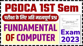 📚PGDCA 1ST SEM FUNDAMENTAL OF COMPUTER MOST IMPORTANT QUESTION FOR EXAM 2023 computer pgdca exam [upl. by Ydniw]