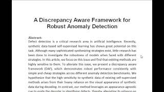 A Discrepancy Aware Framework for Robust Anomaly Detection [upl. by Notnilc49]