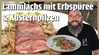 DON CARNE  Osterrezepte  Lammlachs mit Erbspüree amp Austernpilzen [upl. by Enelhtac905]