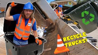 Recycle Trucks with Handyman Hal  Garbage Trucks for Kids  Trucks in Action [upl. by Aleac]