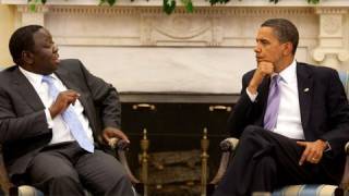 President Obama and Prime Minister Tsvangirai of Zimbabwe [upl. by Caritta180]