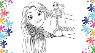 Colorindo Princesa Rapunzel Filme da Disney Enrolados Pintando Sete [upl. by Enomar]