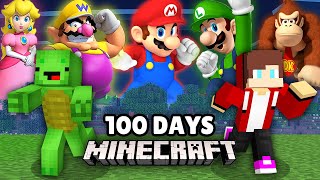 JJ and Mikey Survived 100 Days from MARIO in Minecraft Maizen [upl. by Meagher]