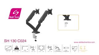 SH130 CO24 SKILLTECH ECONOMICAL INTERACTIVE COUNTERBALANCE DUAL MONITOR ARM [upl. by Dody]