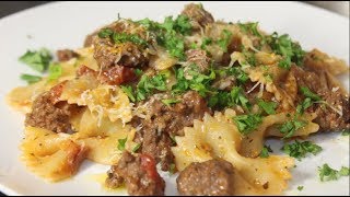 PASTA Farfalle Pasta Recipe طريقة عمل معكرونة باللحمة Farfalle Pasta Recette [upl. by Tnilk]