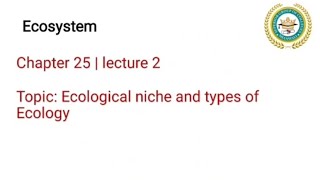 Ecological Niche  Types of Ecology  Autecology and Synecology [upl. by Hars]