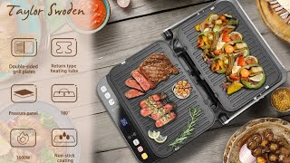 Taylor Swoden 10 in 1 Panini Press Sandwich Maker 1600W Electric Indoor Grill with NonStick Double [upl. by Fox]