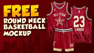 FREE BASKETBALL JERSEY MOCKUP ROUND NECK JERSEY MOCKUP DESIGN [upl. by Attennyl]