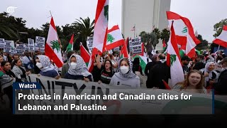 Protests in American and Canadian cities for Lebanon and Palestine [upl. by Katalin]