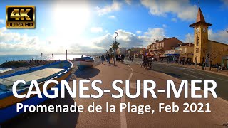 CagnessurMer France • 4K Walk • Promenade de la Plage • February 20 2021 • Virtual Tour [upl. by Ferullo]