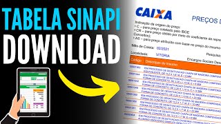 COMO FAZER O DOWNLOAD DA TABELA SINAPI 2021  ORÇAMENTO DE OBRAS [upl. by Kepner]