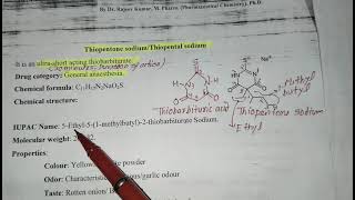 Thiopentone sodiumgeneral anestheticIUPAC NameUsesStabilityBarbituricD PharmPharma Chemistry [upl. by Akived826]