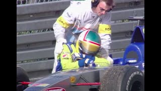 1999 F1 European GP  Luca Badoer Minardi heartbreaking retirement while in 4th position [upl. by Ardnuaed914]