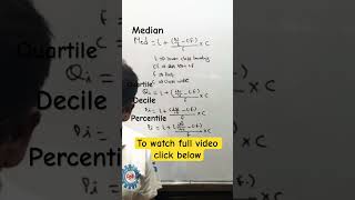 Formula of Median Quartile Decile Percentile for group data statistics [upl. by Ursulina]