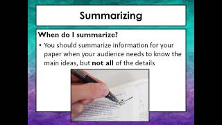 Summarizing Paraphrasing and Quoting Worksheet [upl. by Bergen]