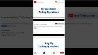 InfyTQ Coding Questions shorts [upl. by Esylle]