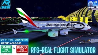 RFS–Real Flight Simulator–DUBAI–To–FLORIDA–Full Flight–A380800–Emirates–Full HD–Real Route [upl. by Nnairret]