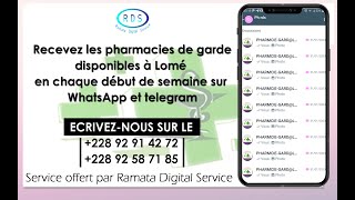 PHARMACIE DE GARDE A LOME EN CHAQUE DEBUT DE SEMAINE VIA NOTRE GROUPE WHATSAPP [upl. by Pillow327]