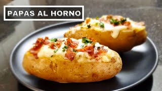 Papas al Horno  Papas Rellenas con Queso y Tocino  Deliciosas [upl. by Alema553]