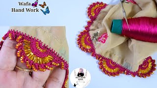 Sleeves Border Hand Embroidery crochet Designs 🩷 Turkish Crochet Lace Pattern 🩷 New Qureshia Lace🧵 [upl. by Mallorie249]