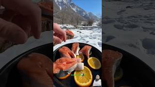 grilledfish salmon bbq cooking snowfall [upl. by Farhsa]