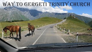 Treacherous Road to Gergeti Trinity Church  Rooms Hotels Kazbegi  Georgia [upl. by Eniger254]