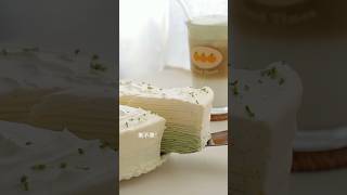 Matcha crepe cake recipe ASMR part 2 cr blueberrytheta on IG purpleyamcookie kookycookie shorts [upl. by Zoes]