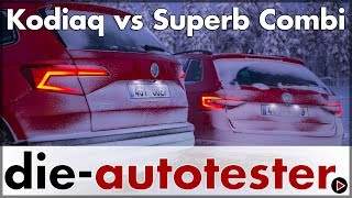 Skoda Kodiaq vs Skoda Superb Combi  Die großen Skoda im Vergleich  Auto  Test  Deutsch [upl. by Imoyik]