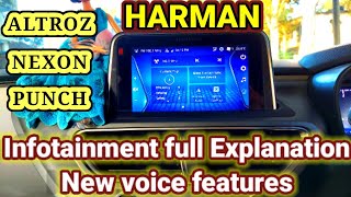 ALTROZ  NEXON  PUNCH HARMAN Infotainment system fully explained  New Voice Features added [upl. by Yrocej]