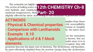 12th Chemistry Ch8Part20General characteristics of Actinoids Study with Farru [upl. by Rea961]