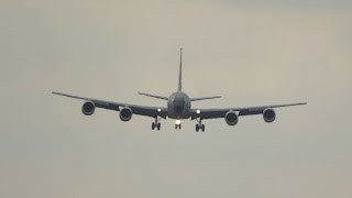 Boeing KC135R Stratotanker United States Air Force USAF arrival at RIAT 2015 AirShow [upl. by Schlenger]