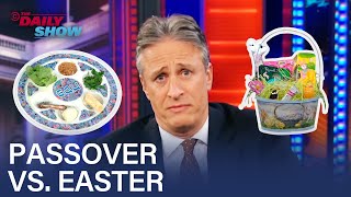 Jon Stewart Holds a FaithOff Between Easter amp Passover  The Daily Show [upl. by Arimas]