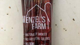 Wenzel’s Farm Bacon and Cheddar meat stick taste test review [upl. by Atinna]