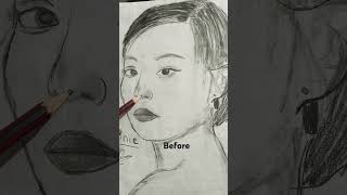 Before vs after 🤧 Jennie drawing art drawing artist drawing [upl. by Erdman310]