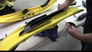 SnowTracker carbide install on SkiDoo Pilot 57 skis [upl. by Mikal]