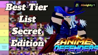 Secret Tier List Update 45 Anime Defenders [upl. by Irvin]