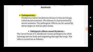 Pathogenicity caused by Ancylostoma duodenalePart 3  BSc sem 5th Zoology By Aniket Gupta [upl. by Vitoria]