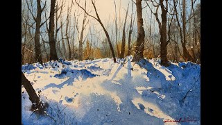 Watercolor painting tutorial  Snowy scene [upl. by Flss136]