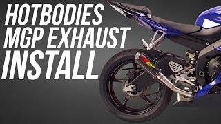 Hotbodies MGP Exhaust Review amp Install from SportbikeTrackGearcom [upl. by Eustatius370]