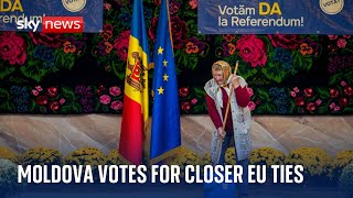 Moldova narrowly votes for closer EU ties in referendum beset by claims of Russian meddling [upl. by Hertz711]