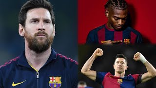 Messi return to Barcelona Rapha Leao and Jonathan David to Barca Lewandowski renewal to stop Barca [upl. by Yerok]