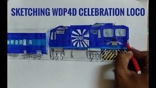 INDIAN TRAIN DRAWING 1000th WDP4D CELEBRATION LOCOMOTIVE TUGHLAKABAD SHED [upl. by Anaitit]