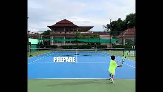 7 year old cross court forehand step by step [upl. by Ydnab]