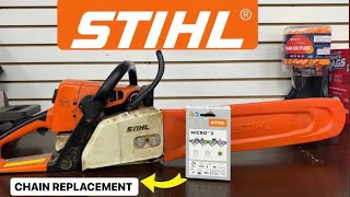 HOW TO REPLACE A CHAIN ON A STIHL CHAINSAW [upl. by Yclek]