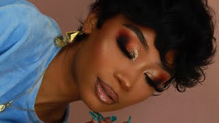 Warm Smokey Glitter Makeup Look  MakeupTiffanyJ [upl. by Nicolle]