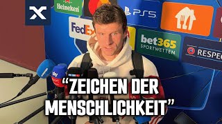 Thomas Müller über die stillen BayernFans aufgrund eines Notfalls  FC Bayern 10 Benfica [upl. by Okiek280]