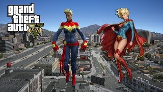 GTA 5 CAPTAIN MARVEL VS SUPERGIRL  EPIC BATTLE GTA 5 PC MODS NVR [upl. by Nagram816]