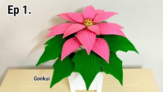 Crochet flower🎄Crochet Poinsettia crochet Christmas flower Ep1 Petals A crochetflower crochet [upl. by Merriott]